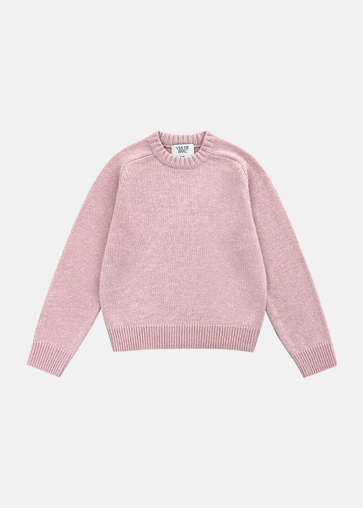 [VUE DU PARC] Basic Round Neck Raglan Knit Pink