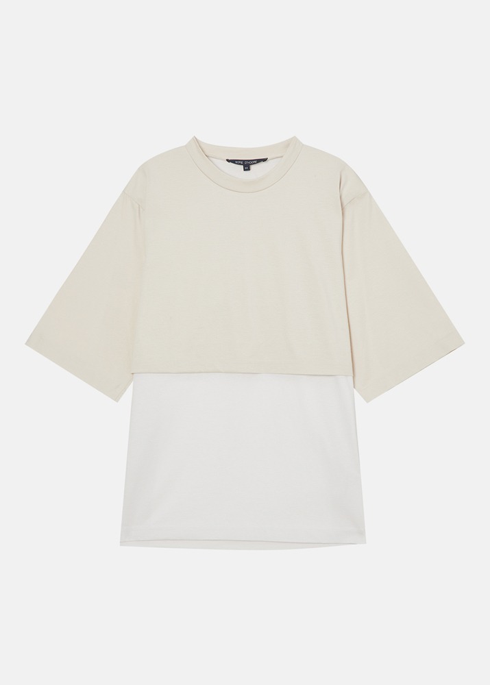 Bi Color T-shirt Light Jersey Ivory/Mastic