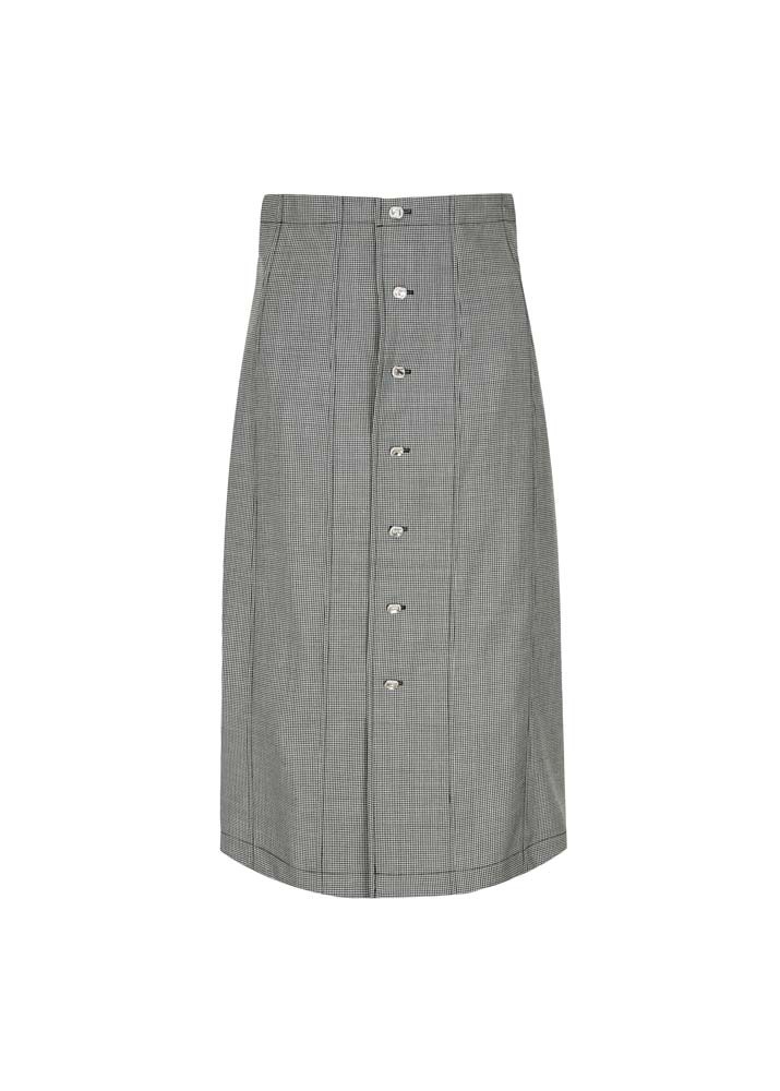 [EDWARD CRUTCHLEY] Houndstooth Strass Button Paneled Skirt