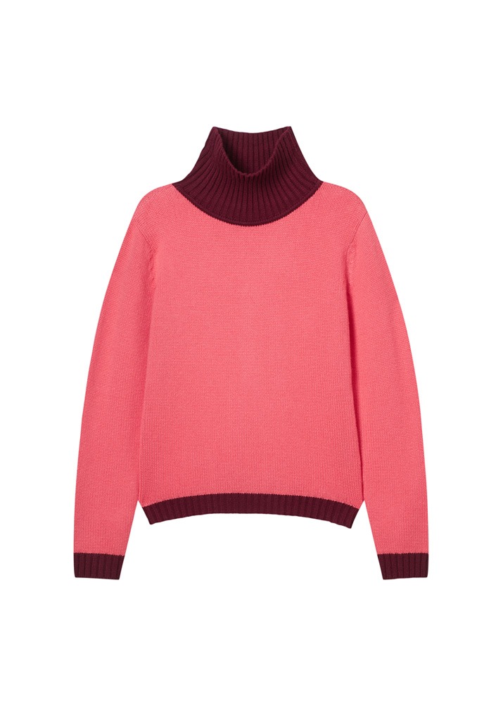 HIMALAYAN CASHMERE _ Two Tone Turtle Neck Sweater