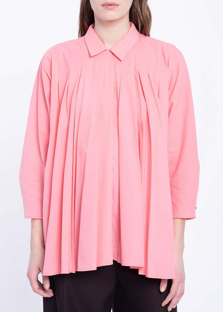 [NEHERA] Voluminous Pleated Shirt Pink