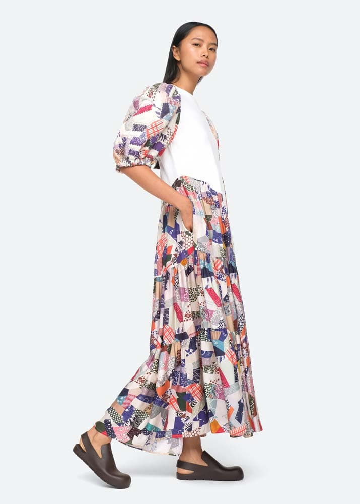 [SEA NY] Harlow Puff Sleeve Combo Dress