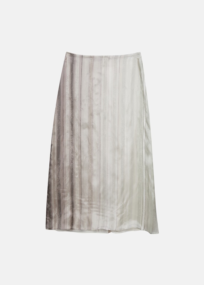 [NEHERA] Straight Midi Skirt Beige Stripes