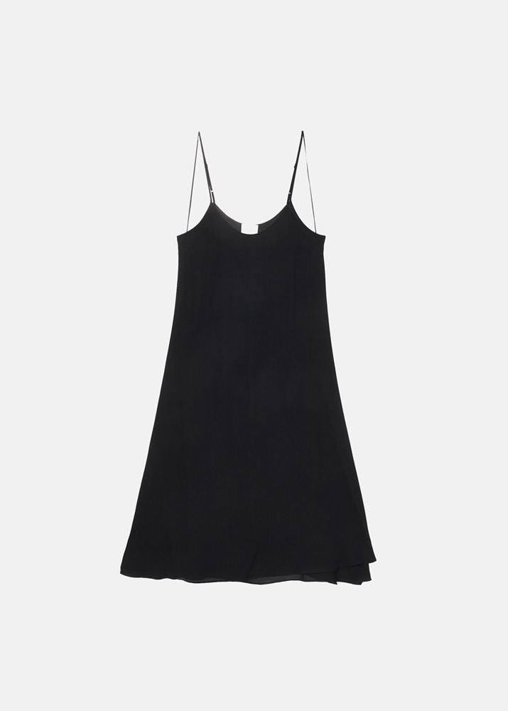 FORTE FORTE _ Eco Friendly Viscose Georgette Long Slip Dress Black