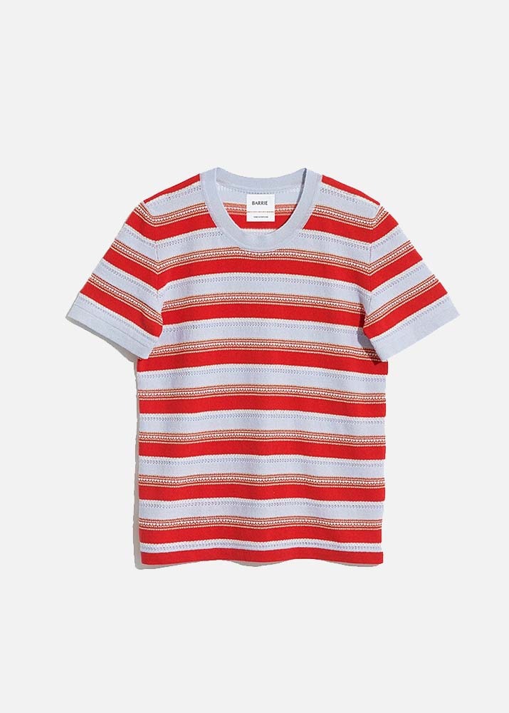 BARRIE _ SS RN Tie Stripe T-shirt Red