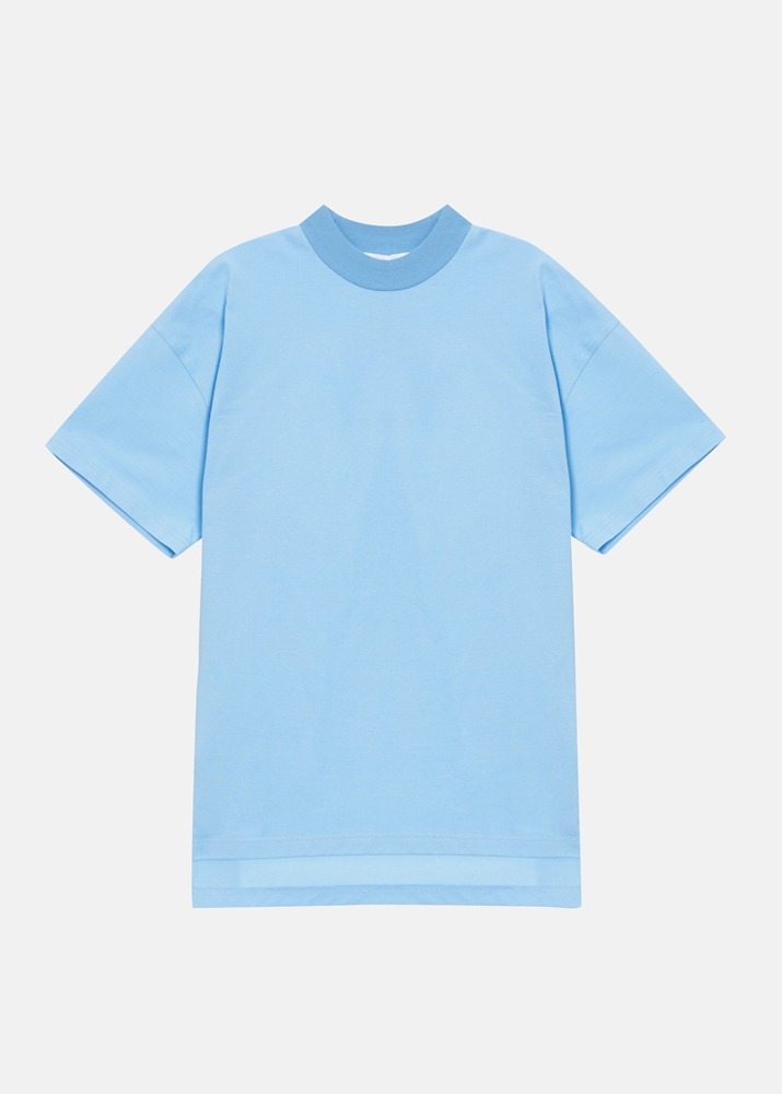 ENFOLD _ Block Tenjiku Stand N/C Loose T-Shirt Light Blue