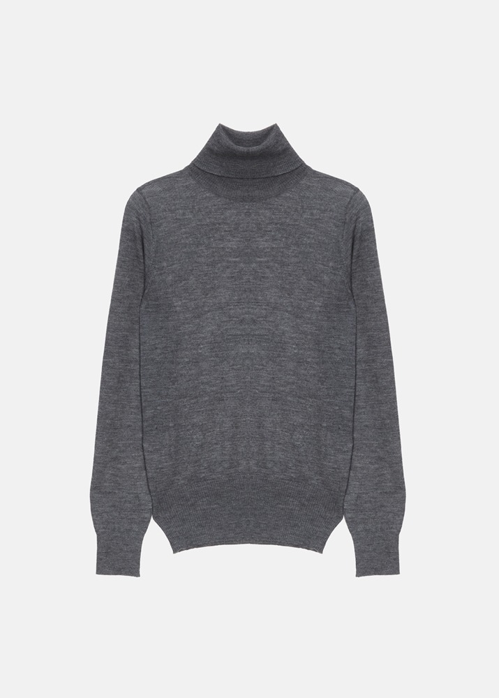 HIMALAYAN CASHMERE _ Basic T-neck Sweater Deep Grey