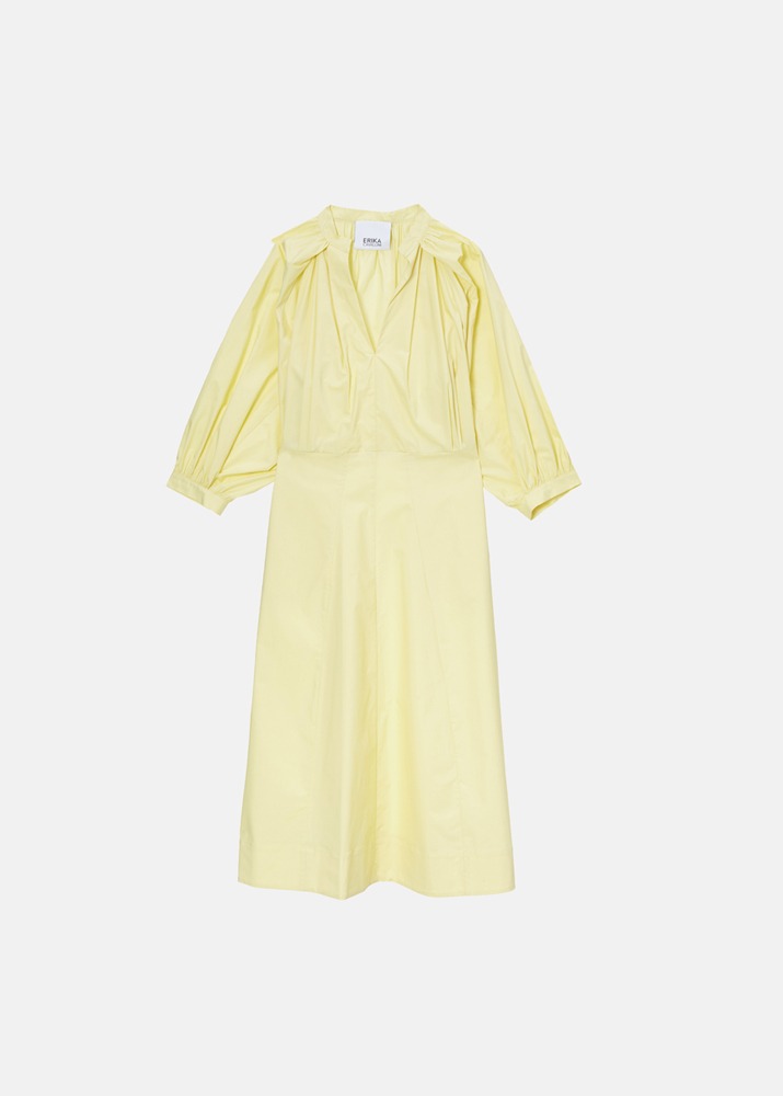 [ERIKA CAVALLINI] Long Sleeve Poplin Dress Yellow