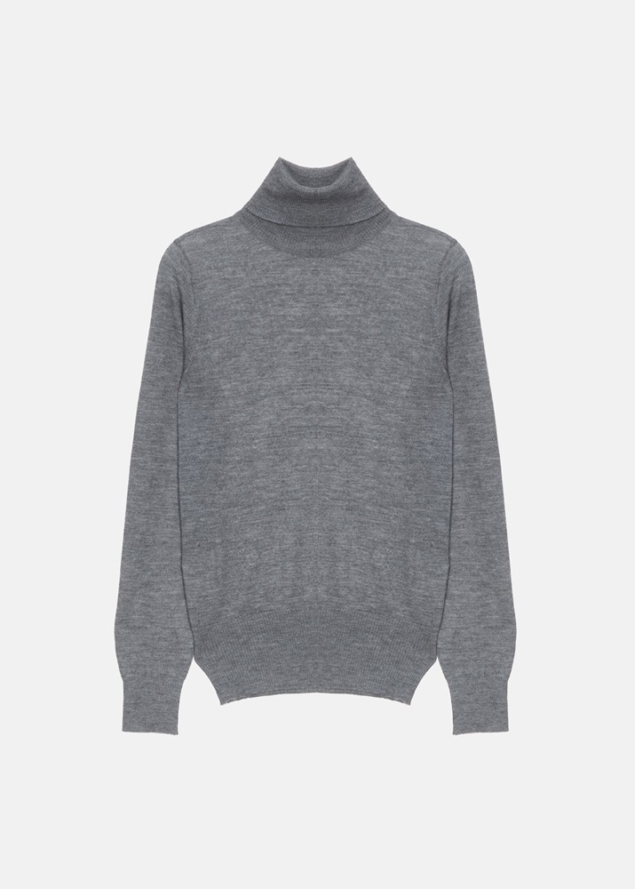 HIMALAYAN CASHMERE _ Basic T-neck Sweater Grey