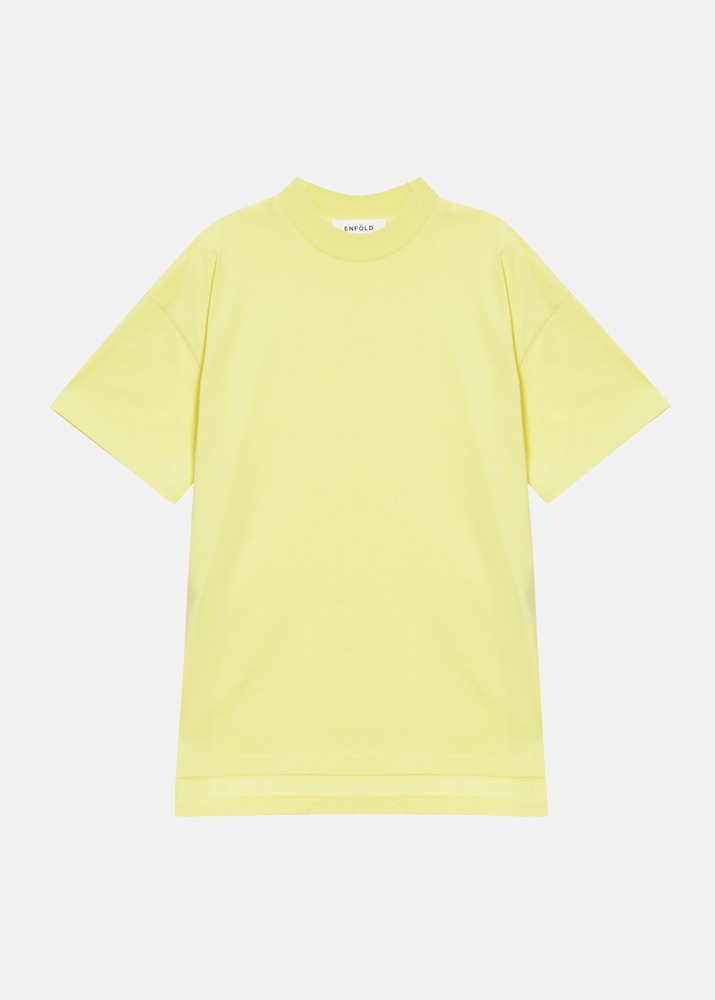 ENFOLD _ Block Tenjiku Stand N/C Loose T-Shirt Yellow