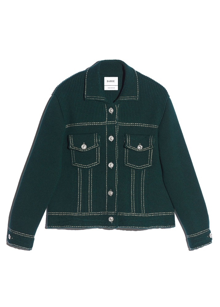 BARRIE _ Ladies Denim Cardigan With Distressed Detail Jacket Forest Green