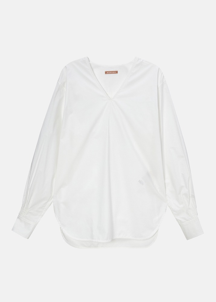 NEHERA _ V-Neck Generous Shirt White