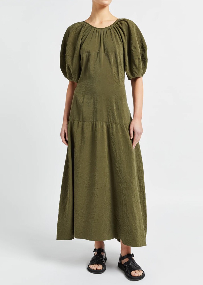 LEE MATHEWS _ Phoebe Dress Khaki Green