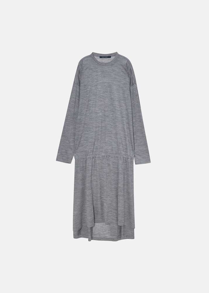 SOFIE D&#039;HOORE _ Long Sleeve Dress With Gathered Hip Line_Knit Light Grey