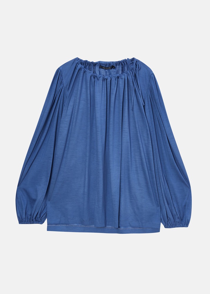 SOFIE D&#039;HOORE _ Top With Gathered Neckline And Puff Sleeves Blue