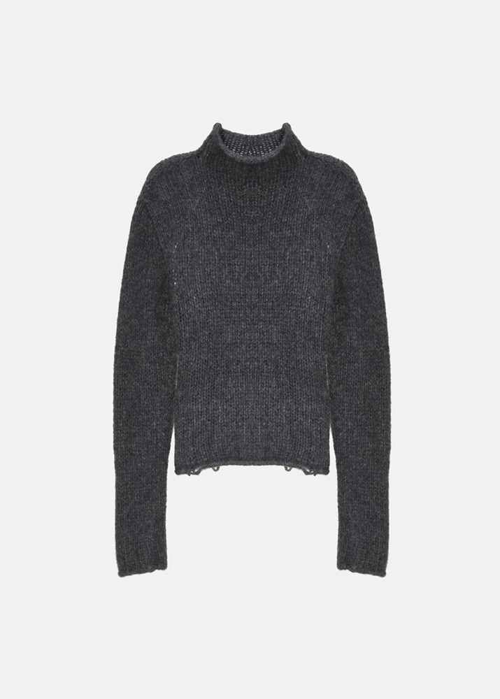 MAISON FLANEUR _ Mock Polo Neck Sweater Dark Grey