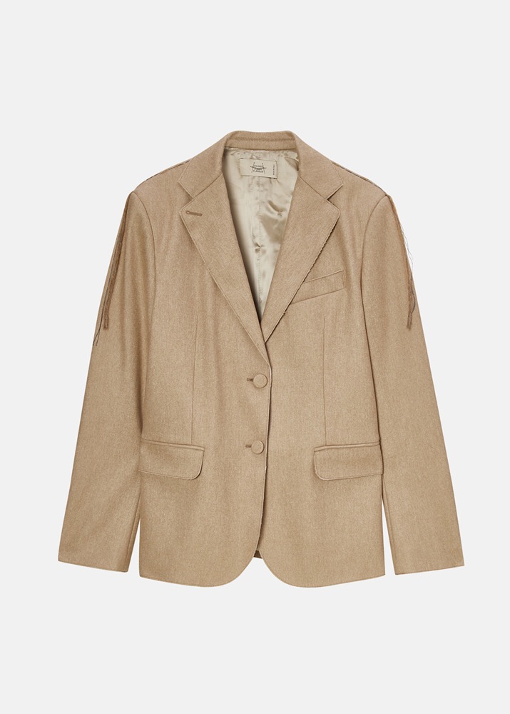 MAISON FLANEUR _ Gauged Wool And Cotton Flannel Jacket Camel