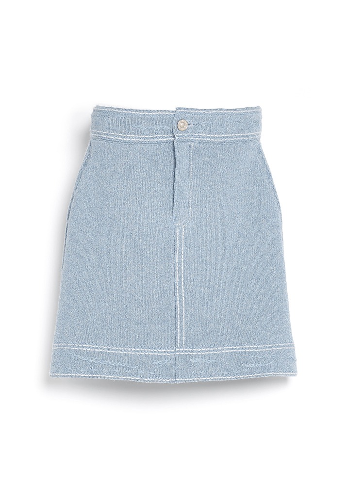 BARRIE _ Denim Cashmere And Cotton Skirt
