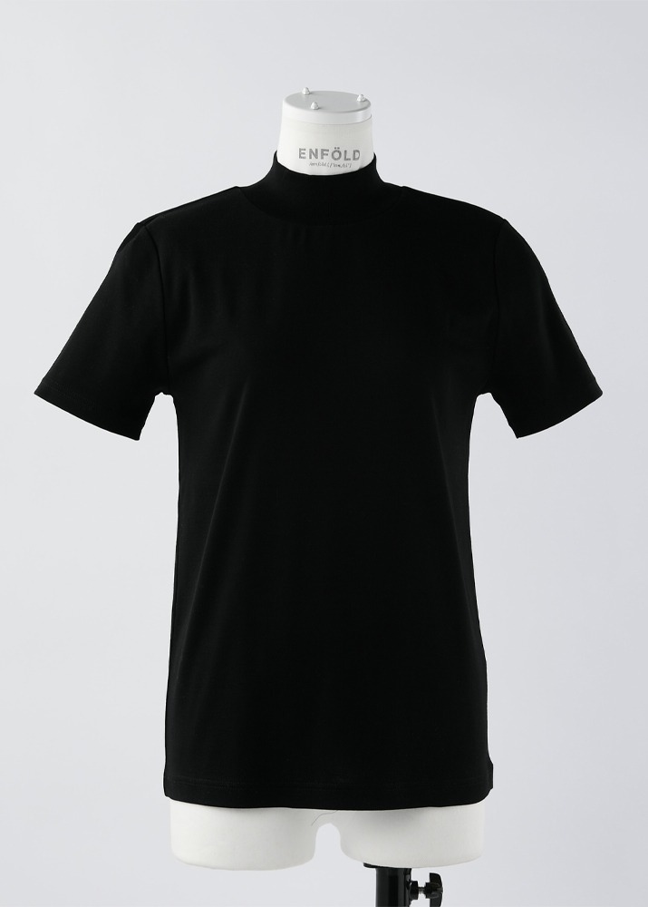 Stand Neck Compact T-Shirt Black