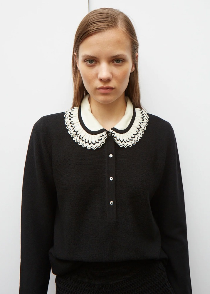 Molli _ Ruffled Collar Knit Shirt
