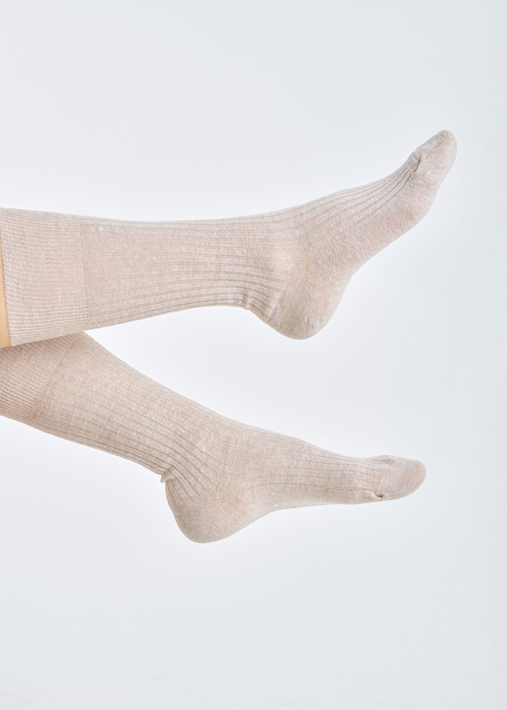 Luxury Ribbed Socks Beige