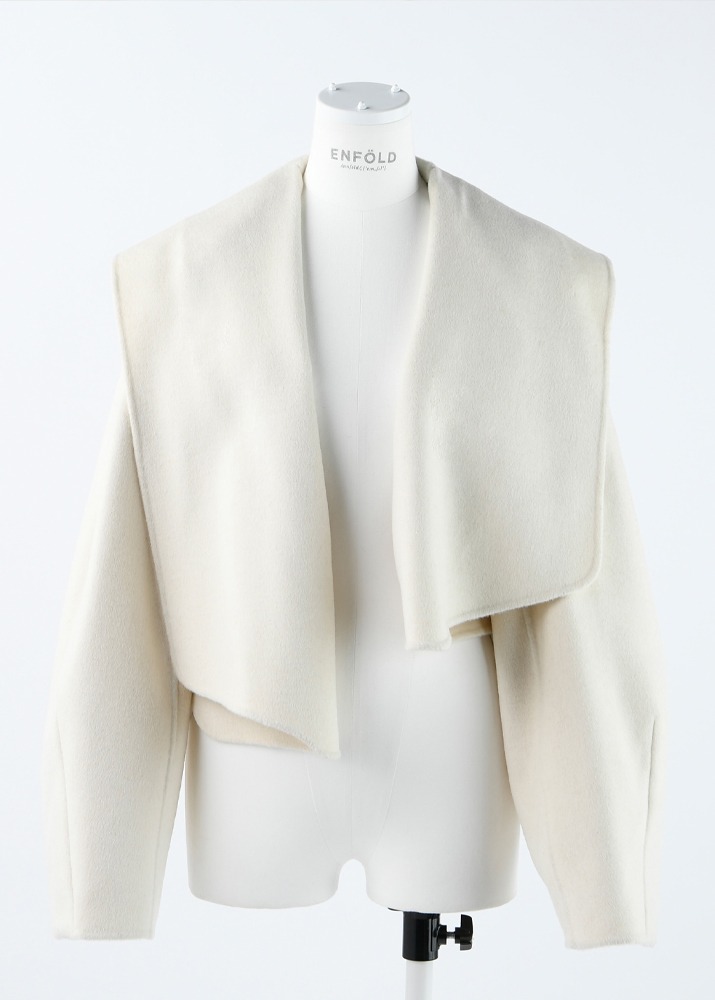 [ENFOLD] Hooded Cropped Coat White