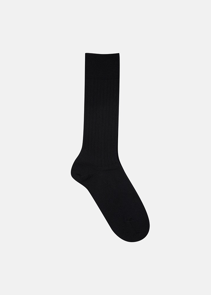 [VUE DU PARC] Ribbed Wool Socks Black