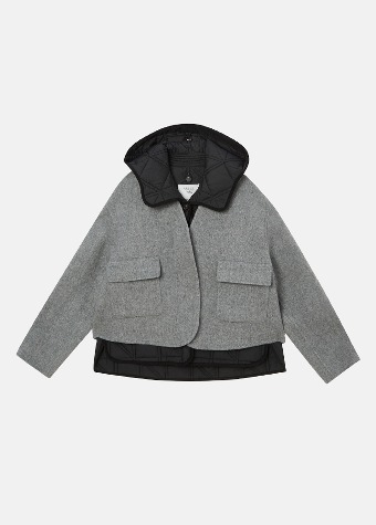 [VUE DU PARC] Wool Blend Detachable Quilted beam Jacket Grey