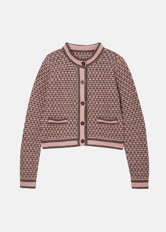 [HIMALAYAN CASHMERE] Knit Texture Cardigan Pink