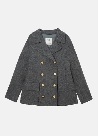 [VUE DU PARC]  Wool Blendy Double-Breasted Half Coat Grey