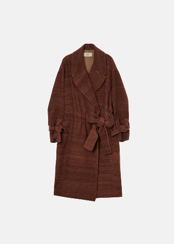 [MAISON FLANEUR] Double-Breasted Knitted Coat Mixed Mohair