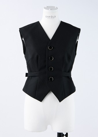 [ENFOLD] Wool Minimal Shape Vest Black
