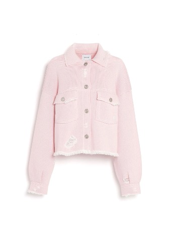 [BARRIE] Ladies Ls Cropped Jacket With Used Denim Detail Light Pink