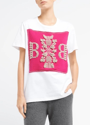 [BARRIE] T-Shirt With Knitted Barrie Patch Pink