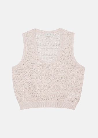 [CRUSH] Sequin Hollow Out-Tank Top Light Pink