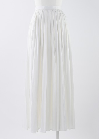 [ENFOLD] Box Pleats Skirt White