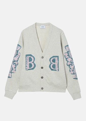 [BARRIE] Mens Thistle And Bb Patch Jersey Cardigan Light Grey