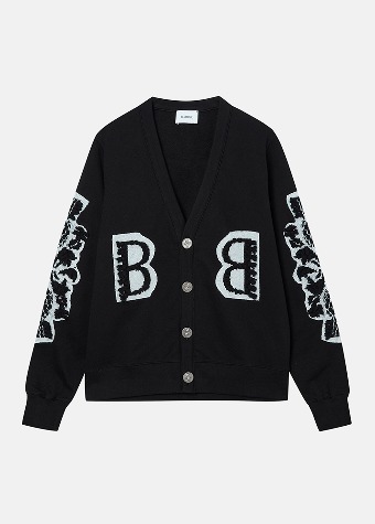 [BARRIE] Mens Thistle And Bb Patch Jersey Cardigan Black
