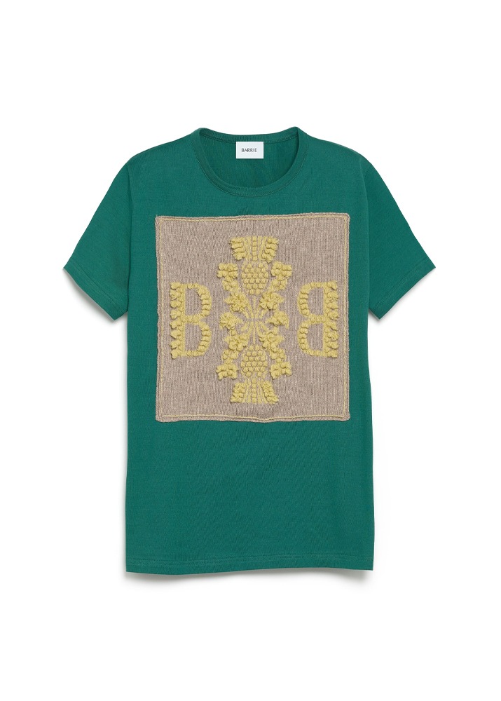 T-Shirt With Logo Cashmere Patch Green