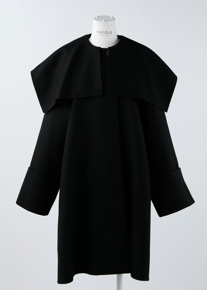 ENFOLD _ Cape A-Line Coat Black