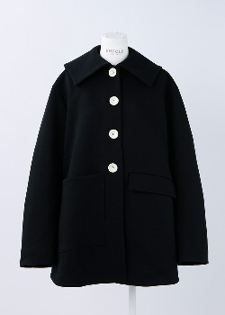 [ENFOLD] Flat-Collar Silhouette Coat Black