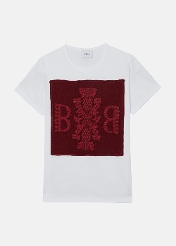[BARRIE] T-Shirt With Knitted Barrie Patch Burgundy