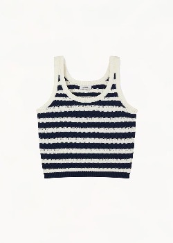 [CRUSH] Striped Cable-Knit Tank Top