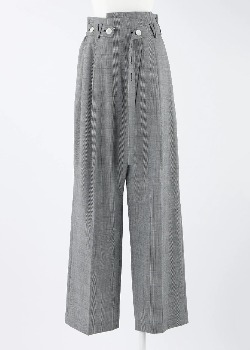 [ENFOLD] Belt Wide Straight Trousers Check