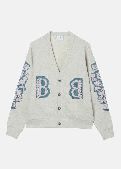 [BARRIE] Mens Thistle And Bb Patch Jersey Cardigan Light Grey