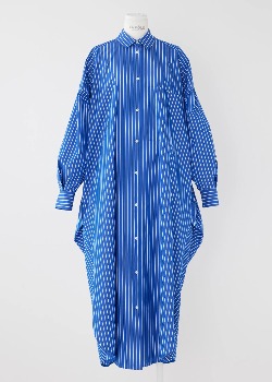 [ENFOLD] Striped Long Shirt Dress Blue